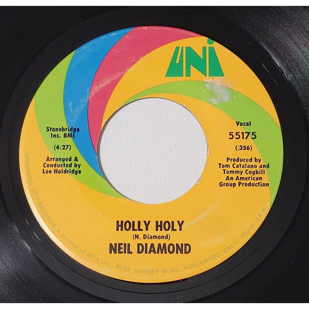 Neil Diamond ‎- Holly Holy / Hurtin' You Don't Come Easy - UNI 45 RPM Vinyl '69